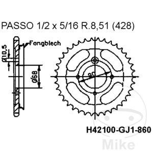 Couronne avec tôle de protection 45Z PAS