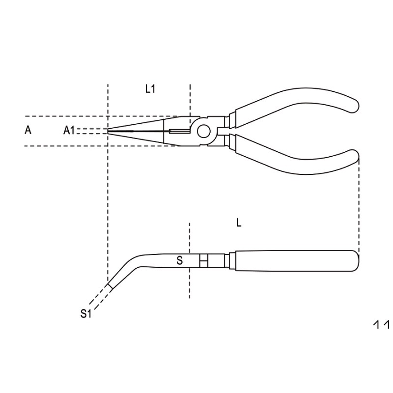 Pince à becs coudés plats longs striés BETA taille 200 branches gainées confort bi-matières Pince à becs coudés plats longs striés BETA taille 200 branches gainées confort bi-matières – Image 2
