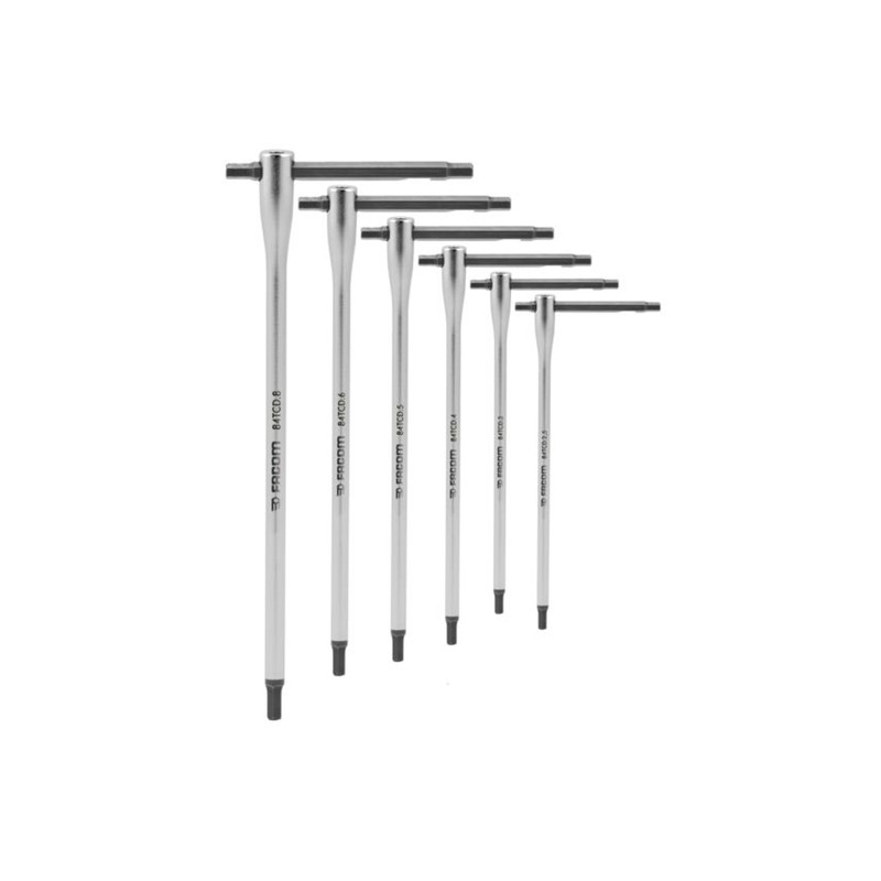 Jeu de 6 clés FACOM en T 6 pans avec barre coulissante Jeu de 6 clés FACOM en T 6 pans avec barre coulissante