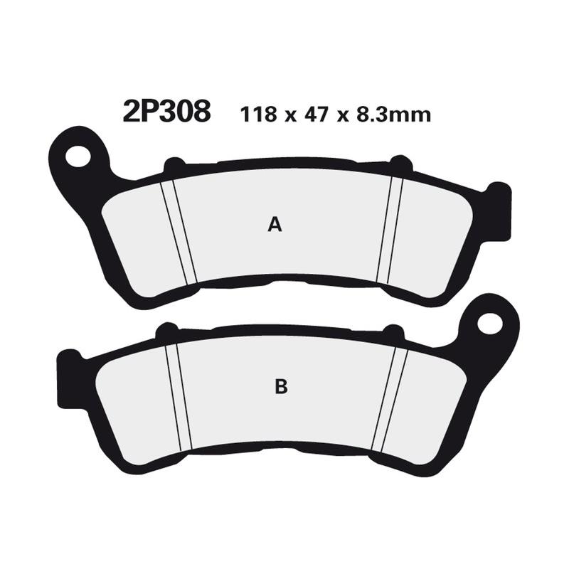 Plaquettes de frein NISSIN route semi-métallique - 2P-308NS Plaquettes de frein NISSIN route semi-métallique - 2P-308NS