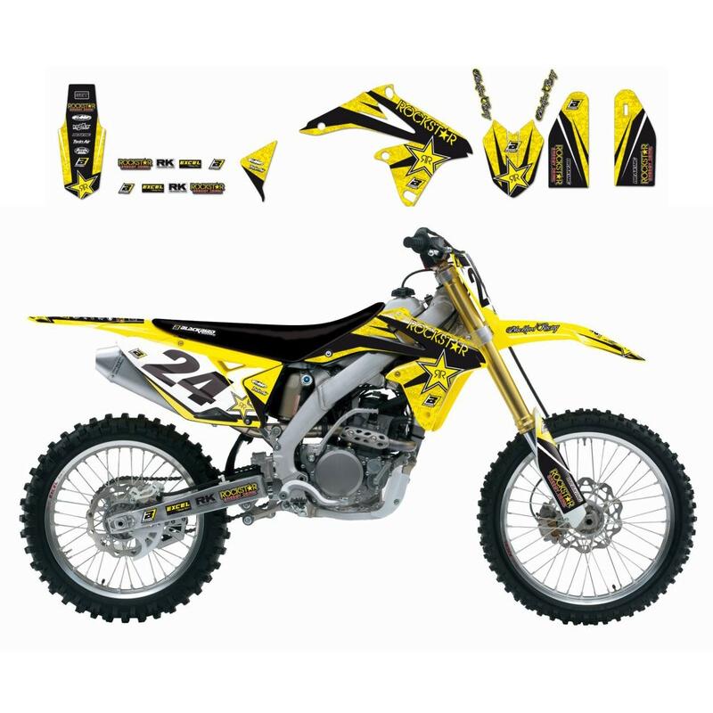 Kit déco BLACKBIRD Rockstar Energy Suzuki RM125/250 Kit déco BLACKBIRD Rockstar Energy Suzuki RM125/250