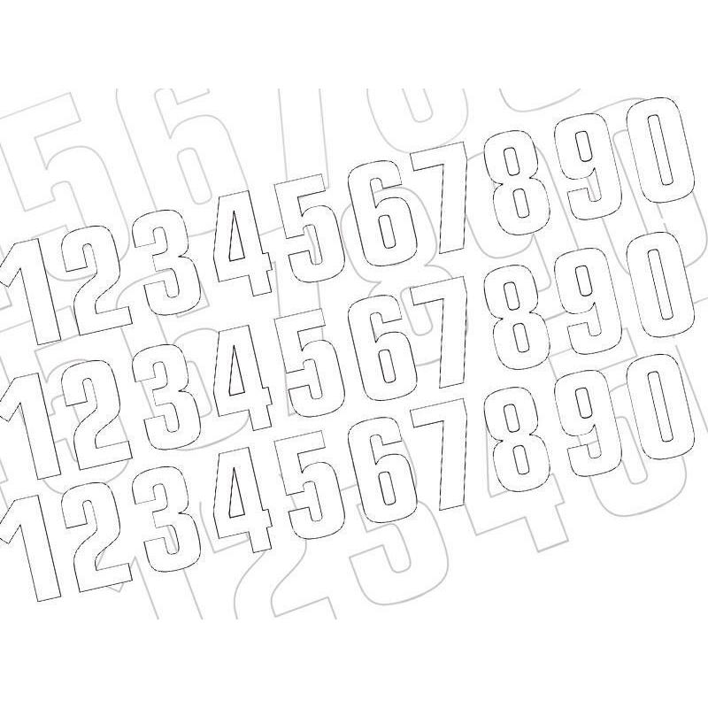 Kit numéros de course BLACKBIRD 0 à 9 160x75mm blanc Kit numéros de course BLACKBIRD 0 à 9 160x75mm blanc