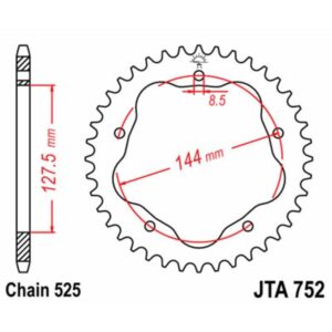 Couronne JT SPROCKETS acier standard 752 - 525 - Nécessite un porte couronne JT SPROCKETS