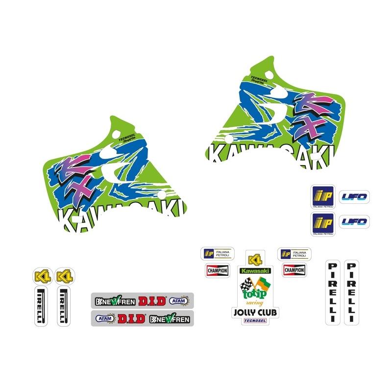 Kit déco complet TECNOSEL Team Kawasaki 1993 Kit déco complet TECNOSEL Team Kawasaki 1993