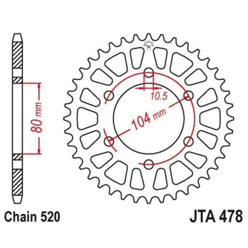 Couronne JT SPROCKETS aluminium ultra-light anti-boue 478 - 520 Couronne JT SPROCKETS aluminium ultra-light anti-boue 478 - 520