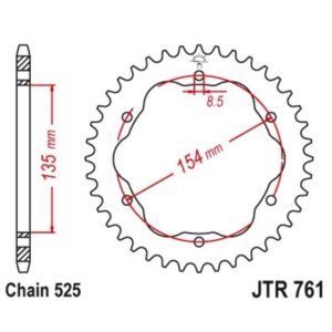 Couronne JT SPROCKETS acier standard 761 - 525 - Nécessite un porte couronne JT SPROCKETS