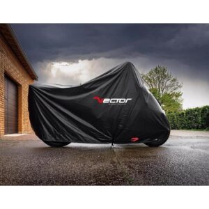 Housse de protection extérieur VECTOR coton noir - Moto / Scooter avec Top case et bulle haute - L